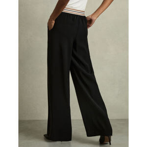 REISS ABS Stripe Waistband Wide Leg Trousers